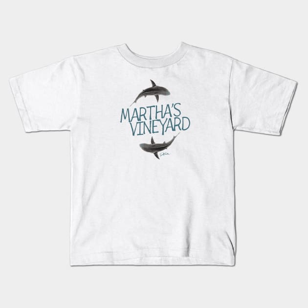 Martha's Vineyard, Massachusetts, Great White Sharks Kids T-Shirt by jcombs